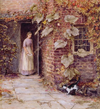 Feeding the Kitten by Helen Allingham